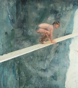 木板上的孩子，2017（布面油画） 作者 尼古拉·普奇