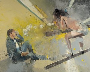 小女孩泡泡地铁》，2021 年（布面油画）