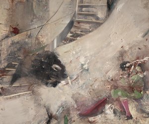有斗牛士的楼梯牛，2021 年（布面油画） 作者 尼古拉·普奇