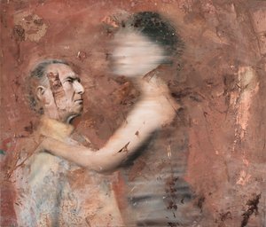 与男人一起移动的女人，2019（布面油画） 作者 尼古拉·普奇