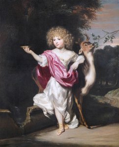 ""Portrait de petite fille avec une biche"" (Portrait of a girl with a deer) Peinture de Nicolaes Maes (1634-1693), - Oil on canvas Dim 58x49 cm Fondation Custodia 作者 尼古拉斯·梅斯（Nicolaes Maes）