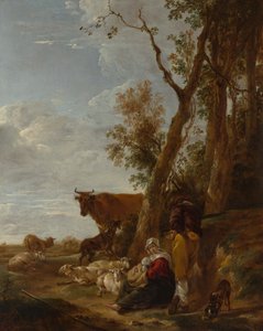 休息，1644年。 作者 尼古拉斯·彼得斯（Nicolaes Pietersz）。 Berchem