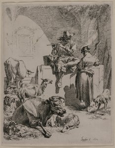 管道牧羊人，1652年。 作者 尼古拉斯·彼得斯（Nicolaes Pietersz）。 Berchem