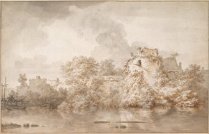 蒙福特附近的河景观 作者 尼古拉斯·彼得斯（Nicolaes Pietersz）。 Berchem