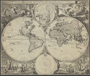 世界上的一个新的，准确的地图，大约1690 作者 尼古拉斯·维舍