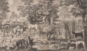 亚当和夏娃在天堂，1631.，1631.。 作者 尼古拉斯·德·布鲁因