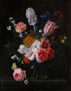 1662年，水晶花瓶里的一束鲜花。