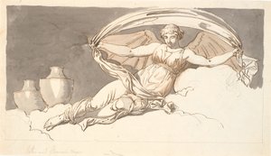 夜，一个长着蝙蝠翅膀的休息女人 作者 Nicolai Abildgaard