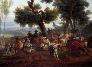 War of Religions: “” The meeting of the King of France Henri IV (1553-1610) and Sully after the Battle of Ivry in 1590”” The Battle of Ivry on 14/03/1590 saw the victory of the royal army against the Catholic League. Maximilian of Bethune, Duke of Sully (1