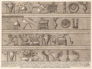 Speculum Romanae Magnificentiae：基于古代浮雕的祭祀工具......，约1550-75。 作者 尼古拉斯·比阿特丽泽。