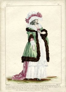Gallerie des Modes et Costumes Francais, 1785, CCC 297: 漂亮女人独自行走... 作者 弗朗索瓦·路易斯·约瑟夫·瓦托