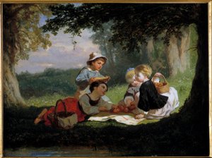 Le gouter champetre Nicolas Gabe (1814-1865) 绘画，19 世纪私人收藏 作者 尼古拉斯·爱德华·加贝