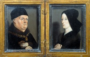Diptych of the Matheron: portraits of Rene, Duke of Anjou, Count of Provence, King of Sicily and Jerusalem (1409-1480) and his wife Jeanne de Laval. Painting by Nicolas Froment (ca. 1425-1483/1486) Sun. 0,17x0,13 m