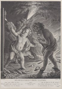 庆祝和平 Réjouissances pour la paix, three putti with fireworks, 1745-71. 作者 尼古拉斯·加布里埃尔·杜普伊斯