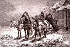 俄罗斯。1865 年的中继站。邮局。1865 年（雕刻） 作者 尼古拉斯·格雷戈罗维奇·斯维特科科夫