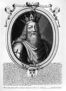 Clodion The Hairy（c.42-47）来自&39;法国所有国王的奥古斯特代表，从Pharamond到Louis XIV&39;，巴黎，1679 作者 尼古拉斯二世·拉尔梅辛