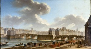 从孔蒂码头（Quai de Conti）看到的尼夫桥和城市，1772年。