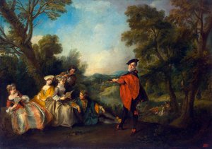 公园里的音乐会"，1720-1743。 作者 尼古拉斯·兰克里特（Nicolas Lancret）