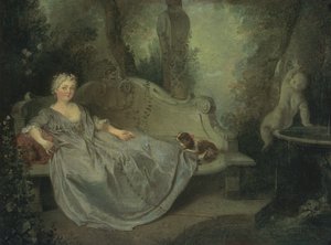 一位夫人在花园里的肖像，1730年