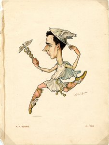 米哈伊尔（米歇尔）-福金（1880-1942 年）俄罗斯舞蹈家和编舞家肖像--尼古拉-古斯塔沃维奇-列加特（1869-1937 年）的石版画，选自《漫画中的俄罗斯芭蕾》。