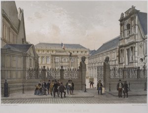 巴黎的美术宫，插图来自&39;巴黎的辉煌&39;，由Henri Charpentier出版，由Philippe Benoist（1817年）1861年刻 作者 尼古拉斯·玛丽·约瑟夫·查普伊