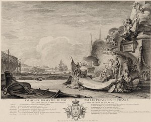 赠送船只的寓意版画，约 1762 年 作者 尼古拉斯·奥佐恩