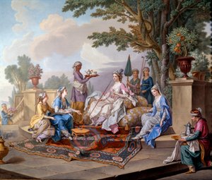 Lunch of the Sultanus. Painting on soft porcelain by Nicolas Pierre Pithou Le Jeune (18th century) 1783 Dim. 0,39x0,49 m Sevres, ceramic citation - The breakfast of the Sultana. Soft paste porcelain painting by Nicolas Pierre Pithou The Younger (18th centu 作者 小皮托尼古拉斯皮埃尔
