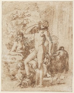 Bacchus和Erigone（笔和墨水在纸上洗） 作者 尼古拉斯·普桑（Nicolas Poussin）
