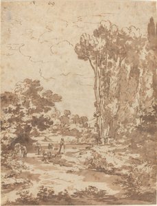 在溪流中沐浴的人物 作者 尼古拉斯·普桑（Nicolas Poussin）