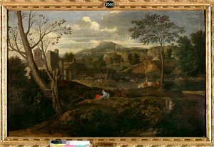 理想景观。尼古拉斯·普桑（Nicolas Poussin）绘画 作者 尼古拉斯·普桑（Nicolas Poussin）
