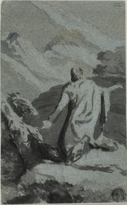 荒野中的祈祷者 作者 尼古拉斯·普桑（Nicolas Poussin）