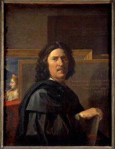 Nicolas Poussin在56岁时的自画像绘画 作者 尼古拉斯·普桑（Nicolas Poussin）