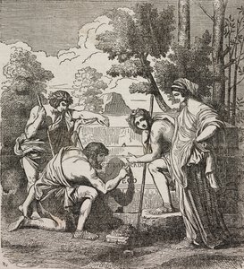阿卡迪亚的牧羊人，由 Nicolas Poussin 绘制，来自环球剧院的插图，百科全书和场景收藏，第 512 号，5 月 4 日 作者 尼古拉斯·普桑（Nicolas Poussin）