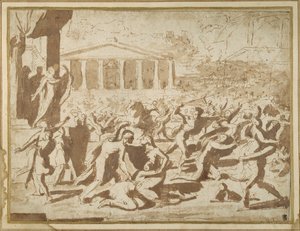 绑架萨宾妇女的研究》，约1633年（纸上水墨）。 作者 尼古拉斯·普桑（Nicolas Poussin）