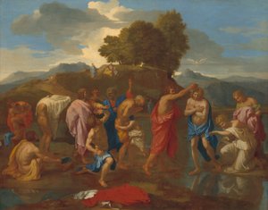 基督的洗礼，16411642。 作者 尼古拉斯·普桑（Nicolas Poussin）