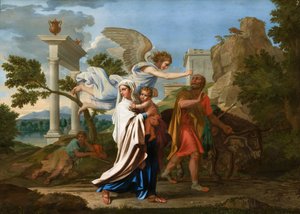 逃往埃及》，约1657年。 作者 尼古拉斯·普桑（Nicolas Poussin）