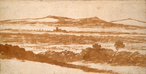跨越山谷看向远处的山，16世纪初 作者 尼古拉斯·普桑（Nicolas Poussin）
