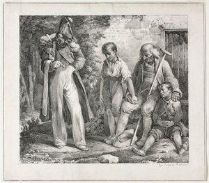 乞求施舍，1819年。 作者 亚历山大·加布里埃尔（后）Decamps