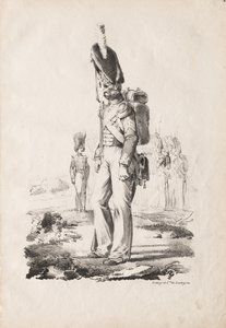 军事服装：步兵萨金特（1817-18）。 作者 亚历山大·加布里埃尔（后）Decamps