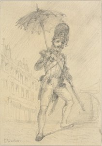 手持遮阳伞的士兵 作者 亚历山大·加布里埃尔（后）Decamps