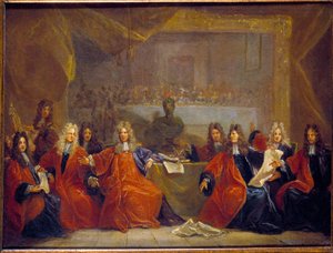 Le prevot des Marchands et les echevins de la ville de Paris 商议于 1 月 30 日为路易十四的康复提供盛宴 作者 尼古拉斯·德·拉吉利埃