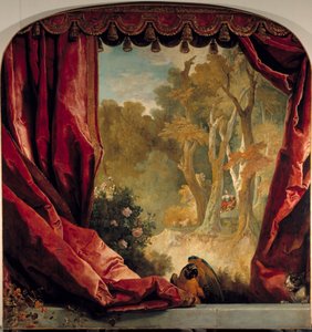 Decorative composition with curtains, landscape and animals Painting by Nicolas de Largilliere (1656-1746) 18th century Sun. 2,61x2,51 m 作者 尼古拉斯·德·拉吉利埃