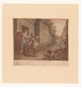 Straatgezicht met man met boek
Ou ne savise jamais de tout（物品标题）
让-德-拉封丹的画作》（系列标题）
拉封丹童话新诗组曲》（系列标题） 作者 尼古拉斯·德·拉梅辛 (III)