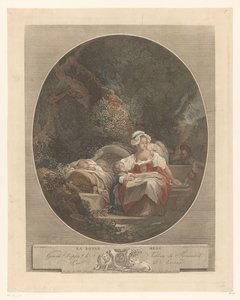 母亲带着孩子在风景中 La bonne mere（物体上的标题） 作者 尼古拉斯·德·劳内 (goudsmid)