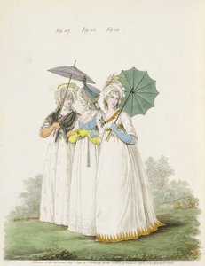早礼服，无花果。来自Nikolaus Heideloff的“时尚画廊”的第107,108和109卷。二，1796年8月（打印）