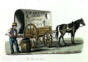 炭车》，约1840-44（纸上水彩）。 作者 尼科利诺·卡尔约（Nicolino Calyo）