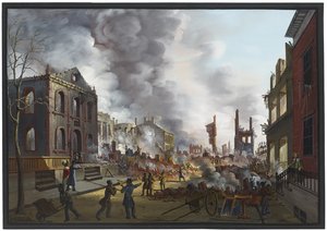 在1835年，1835年，纽约大火之后的废墟的视图