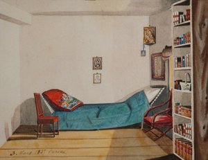 尼基塔-穆拉维约夫在伊尔库茨克省被流放的房间，1837年 作者 尼基塔·米哈伊洛维奇·穆拉维约夫