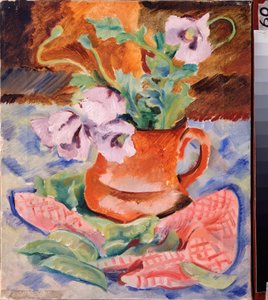 静物，罂粟花》--尼古拉-安德烈耶维奇-蒂尔萨（Tirsa）（1887-1942 年）的作品，纸板上的水粉和蛋彩画 作者 尼古拉·阿德里安诺维奇·泰尔萨（Nikolai Adrianovich Tyrsa）
