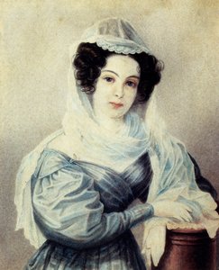 Camilla Ivasheva Le Dantieau的肖像1808-1839，Decembrist Vasily Ivashev的妻子，1834年